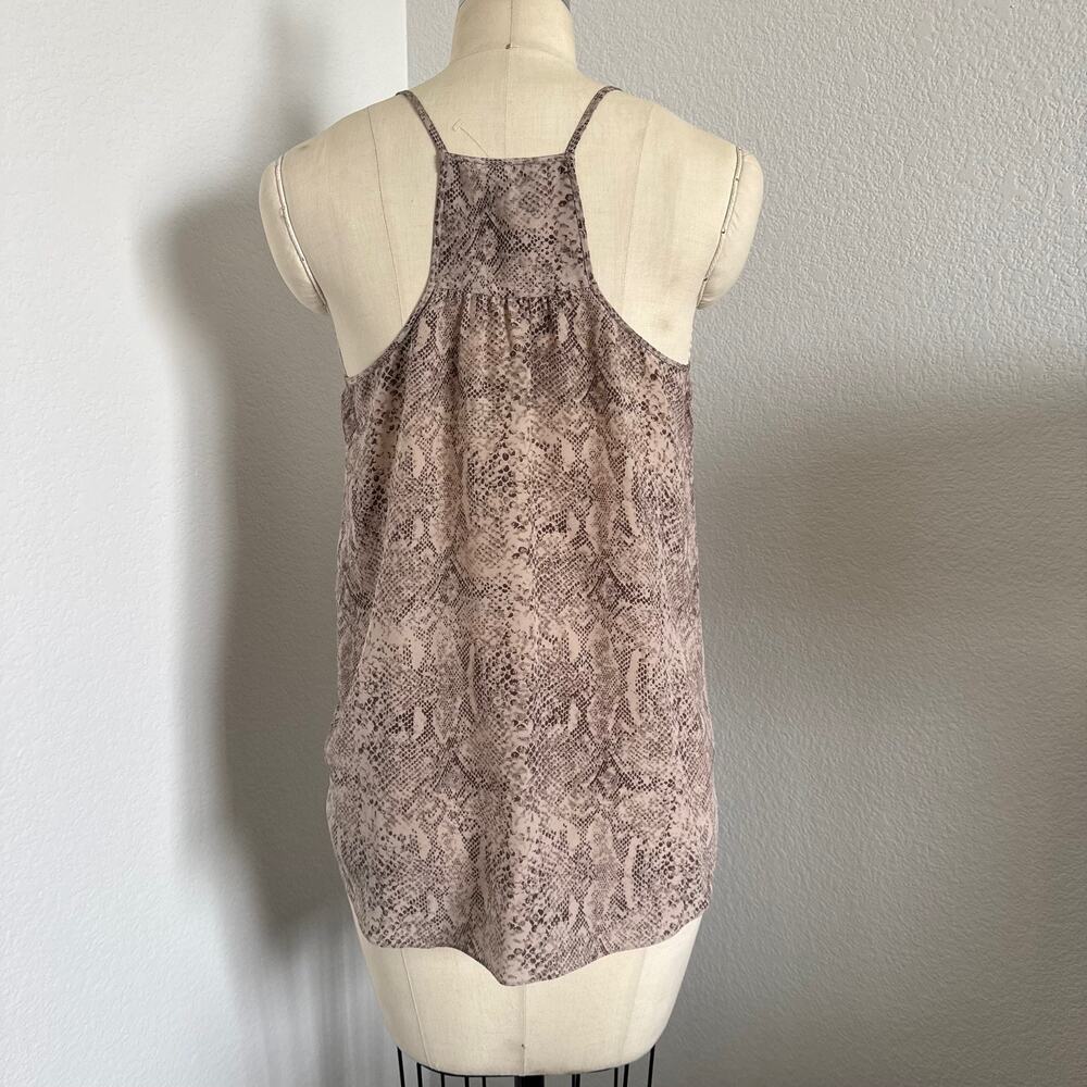 Rebecca Taylor | 100% Silk Snake Print Racer Back Tank Top with Sequins Size 2 - Picture 2 of 7